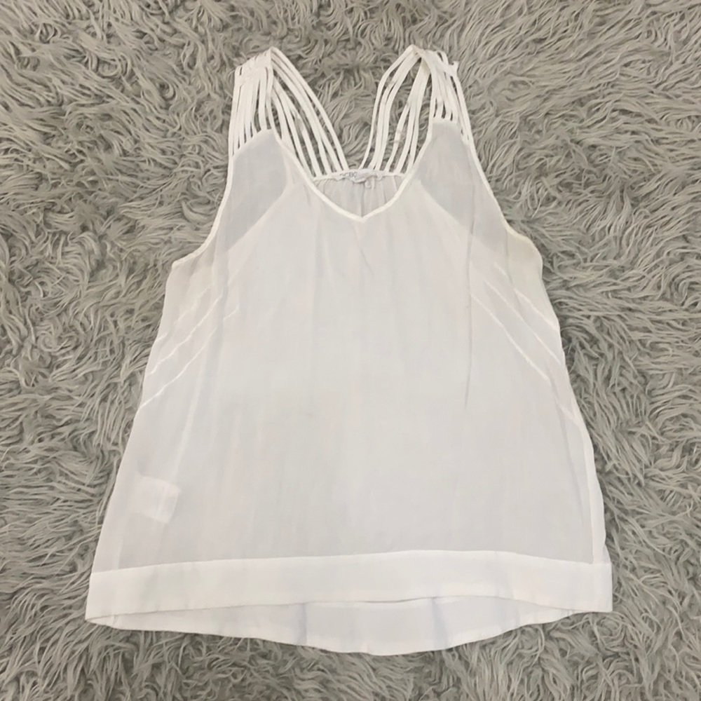 BCBG white medium rayon blouse